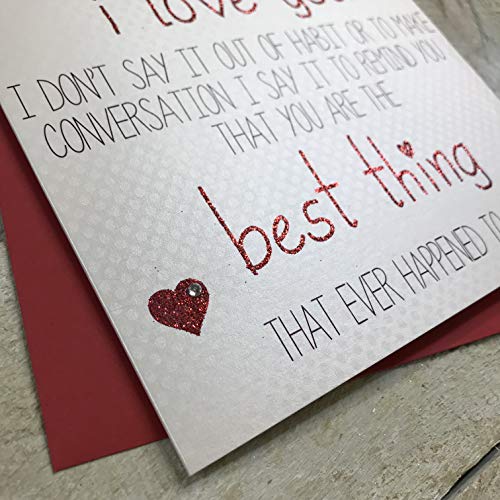 White Cotton Cards Blanco Tarjetas de algodón Blanco con Texto en inglés I Love You. You Are The Best Thing Que Ever Happened to Me. Hecha o a Mano, Tarjeta de día de San Valentín.