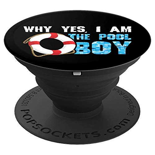 Why Yes I Am The Pool Boy Funny Swimmer Swimming Swim Gift PopSockets Agarre y Soporte para Teléfonos y Tabletas