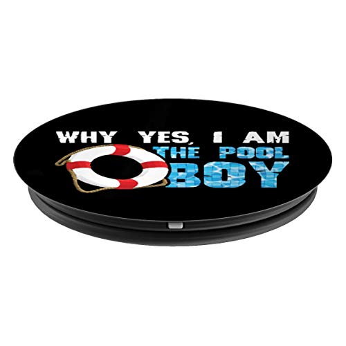 Why Yes I Am The Pool Boy Funny Swimmer Swimming Swim Gift PopSockets Agarre y Soporte para Teléfonos y Tabletas