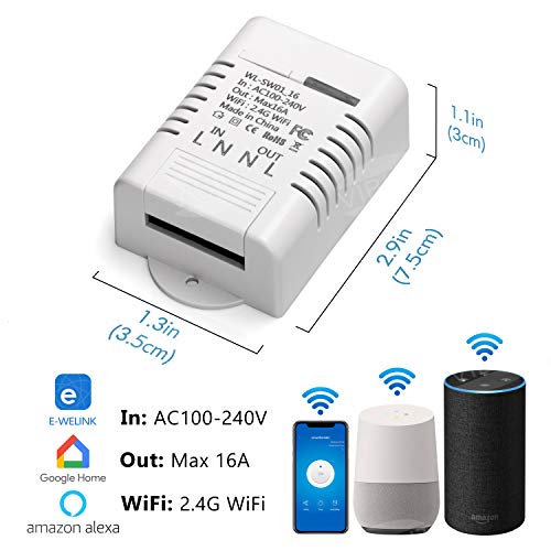 WiFi inalámbrico de Alexa Goggle Home, VIBIRIT WiFi Smart Switch 16A WiFi Controlador Inteligente WiFi Universal Breaker Control Remoto (16A)