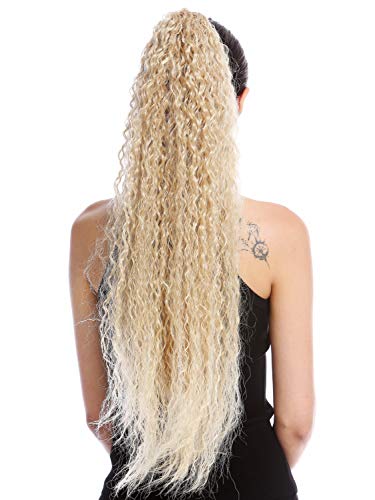 WIG ME UP - N857-V-24BT613 extensión de pelo coleta más larga voluminosa rizada rizos crespos afro kinks color rubio mechas rubias platino 75 cm