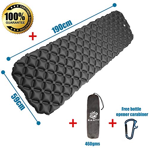 Wild Earth Ultra Ligero Inflable Sleeping Pad Camping Roll Mat Sleep Pad, Gris