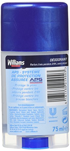 Williams Expert Déodorant Homme Stick Antibactérien, Protection 24h Ice Pure Oxygen, Anti-Traces Blanches, Formule Testée Dermatologiquement, Sans Sels d'Aluminium (Lot de 6x75ml)