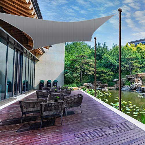Wilxaw Vela de Sombra Impermeable 3 x 2m Toldo Protección Solar con Kit de Fijación Vela Solar para Patio Exteriores Jardín Terraza y Balcón, Gris