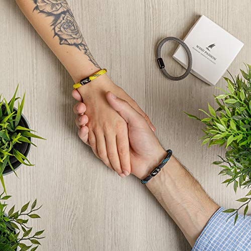 Wind Passion Pulsera Magnética Amarilla de Cuerda Nautica Trenzada para Hombre y Mujer, Tall X-Large