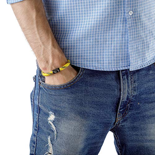Wind Passion Pulsera Magnética Amarilla de Cuerda Nautica Trenzada para Hombre y Mujer, Tall X-Large