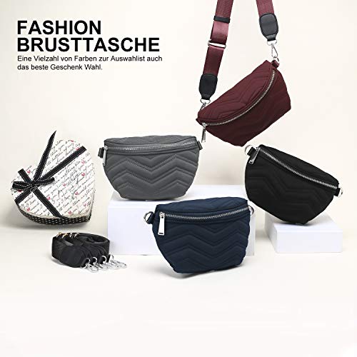 Wind Took Riñonera Mujer Bolso Riñoneras de Moda Bolso Bandolera Mujer Bolso Hombro con Correa Ajustable para Diario Viaje y Compras 21 x 8.5 x 14 cm Negra