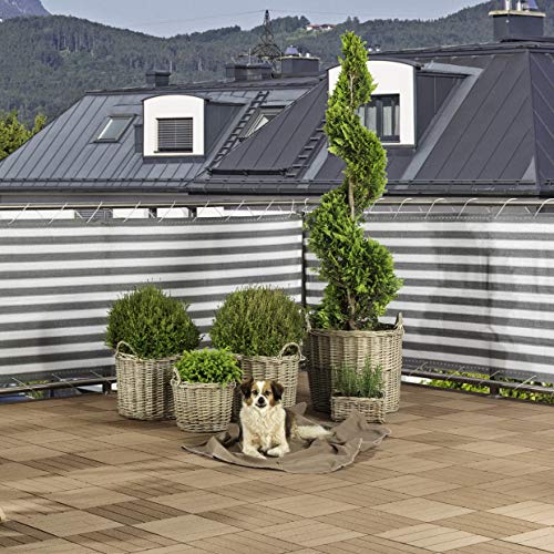 Windhager Apertura Balcón Sylt, 0,9 x 5 m, Gris/Blanco, Multicolor