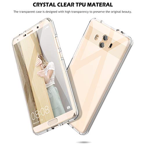 Winhoo Funda para Huawei Mate 10 360 Grados Full Body de Protección Silicona TPU Carcasa con Protector de Pantalla Compatible con Carga Inalámbrica Cover - Trasparente