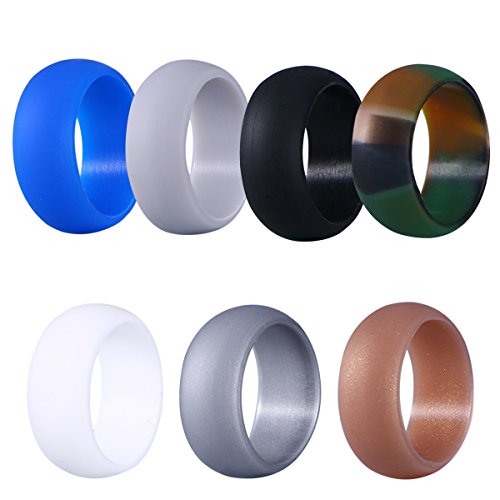 WINOMO 7 PCS Anillos de los Amantes de la Silicona Anillos de Boda Bandas de Boda de Goma para Hombres 21.5 mm
