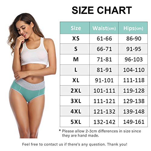 wirarpa Bragas Mujer Slip Cintura Alta Algodón Braguitas 4 Pack Tamaño L