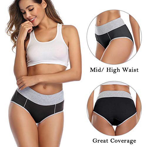 wirarpa Bragas Mujer Slip Cintura Alta Algodón Braguitas 4 Pack Tamaño L