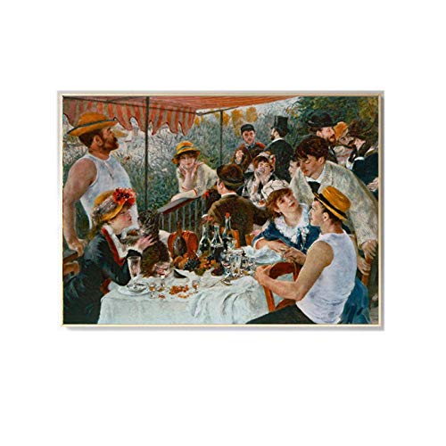 WJWGP Pierre Auguste Renoir Canoa Almuerzo Poster Imprimir En De La Lona CláSico De La Lona Pintura Decorativo Cuadros para Recamara Inicio 50x70cm No