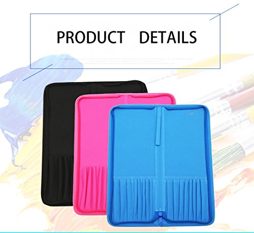 WLOT Artist - Estuche plegable con cremallera de tela Oxford, con 16 agujeros, color negro