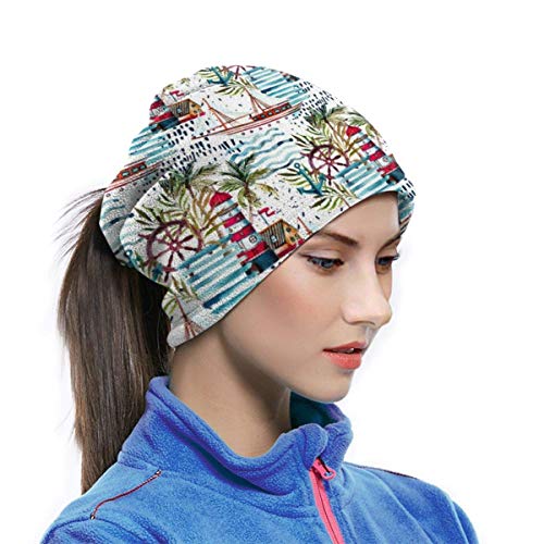 WlQshop Calentadores de Cuello Beach Sailboat Lighthouse Pattern Neck Warmer Scarf Gaiter Mascarilla Bufandas For Dust Cold Weather Winter Outdoors Festivals Sports For Men And Women
