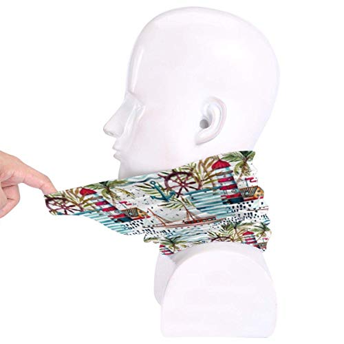 WlQshop Calentadores de Cuello Beach Sailboat Lighthouse Pattern Neck Warmer Scarf Gaiter Mascarilla Bufandas For Dust Cold Weather Winter Outdoors Festivals Sports For Men And Women