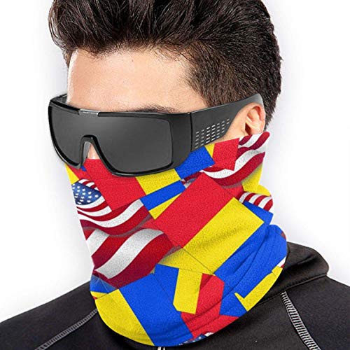 WlQshop Calentadores de Cuello Romania Flag With America Flag Neck Warmer Scarf Gaiter Mascarilla Bufandas For Dust Cold Weather Winter Outdoors Festivals Sports For Men And Women