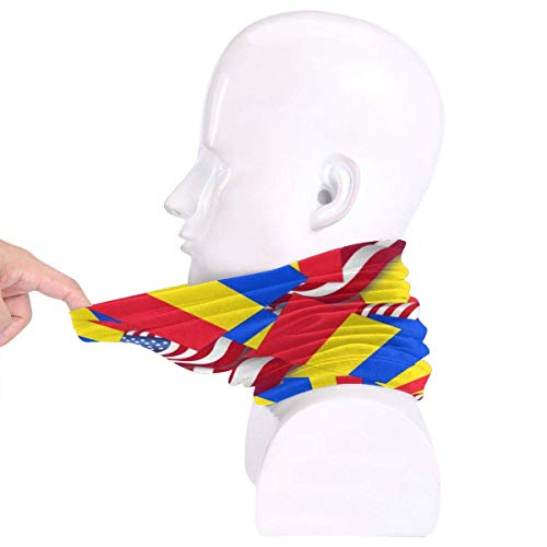 WlQshop Calentadores de Cuello Romania Flag With America Flag Neck Warmer Scarf Gaiter Mascarilla Bufandas For Dust Cold Weather Winter Outdoors Festivals Sports For Men And Women
