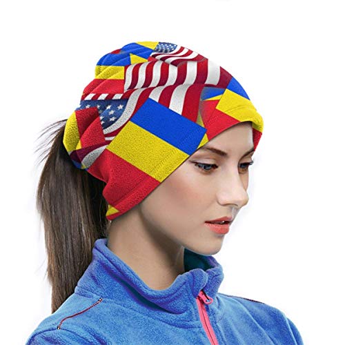 WlQshop Calentadores de Cuello Romania Flag With America Flag Neck Warmer Scarf Gaiter Mascarilla Bufandas For Dust Cold Weather Winter Outdoors Festivals Sports For Men And Women