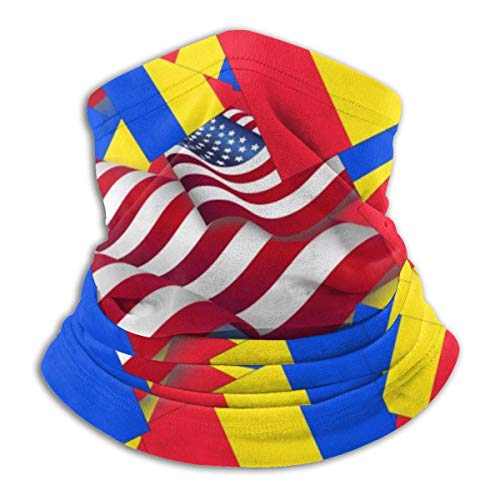WlQshop Calentadores de Cuello Romania Flag With America Flag Neck Warmer Scarf Gaiter Mascarilla Bufandas For Dust Cold Weather Winter Outdoors Festivals Sports For Men And Women