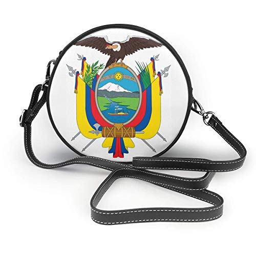 wobuzhidaoshamingzi Bolso bandolera redondo con estampado de bandera de águila Bolso de hombro para mujer Correa de cadena de cuero de PU ajustable Bolso pequeño Bolso redondo con asas para monedero