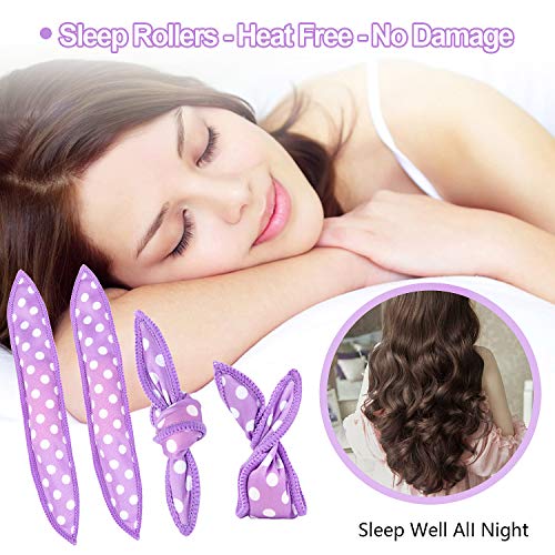 Wodasi 20 Piezas Rodillos Para el Cabello, Rodillos de Pelo Flexibles de la Espuma, Flexible Espuma de Rulos de Esponja Suaves Almohada de Sueño Herramientas de Estilismo DIY, Púrpura