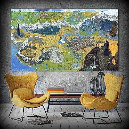 wojinbao Pintura sobre lienzoJuego Poster Canvas Art Oil ng Map of The Lord of The Ring Wall Pictures For Living Room Home Decor