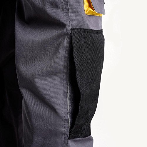 Wolfpack 15017090 Pantalon de Trabajo Gris/Amarillo Largo Talla 42/44 M