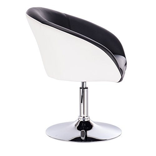 WOLTU 1x Taburete de Bar Altura Ajustable Acero Cromado, Cuero Sintético Taburete bajo Sillas Bar Taburete Peluquería Silla de Escritorio Negro+Blanco BH10szw-1