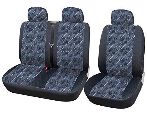 WOLTU AS7332 Cubiertas de Asiento de Coche universales para Transporter, 1 + 2 Fundas de Cubierta de Asiento Negro de poliéster Multicolor