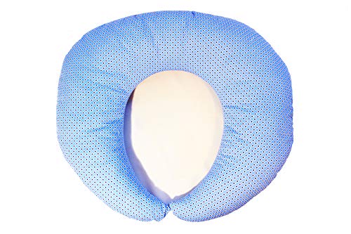 Wonder Home Almohada Embarazada y Cojín Interno Multifuncional de Lactancia y Protector arnés Bebé. 165 cm. Artesanal, ecológico y Hecho en España. (Azul)