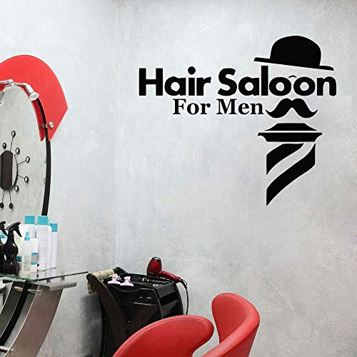 wopiaol Tatuajes de Pared Peluquería para Hombres Cotizaciones Arte Etiqueta de la Pared Decoración Papel Tapiz Sombrero Barba Patrón Barber Shop Extraíble