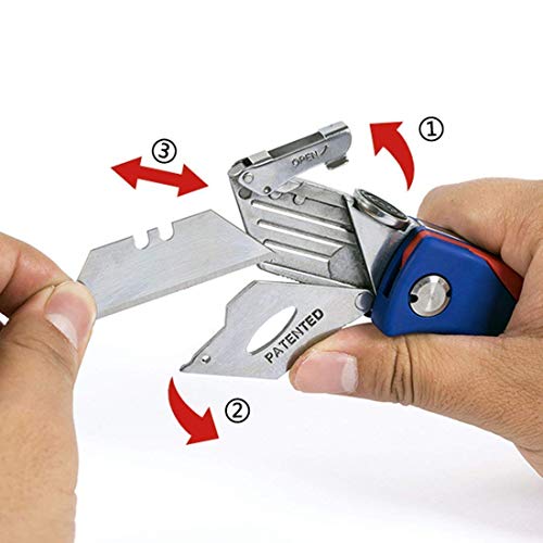 WORKPRO Cutter Plegable,Cuchillo Multiuso, Navaja Táctica Cambio Rápido con 5 Hojas, Mecanismo de Bloqueo