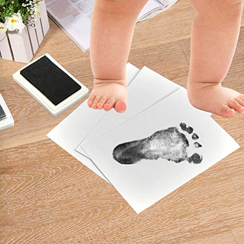 WOWOSS Kit de Marco de Fotos para Manos y Huellas de Bebé, Marco de Madera con Almohadilla de Tinta, Decoración o Regalo de Baby Showe