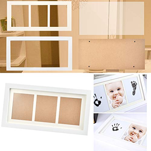 WOWOSS Kit de Marco de Fotos para Manos y Huellas de Bebé, Marco de Madera con Almohadilla de Tinta, Decoración o Regalo de Baby Showe