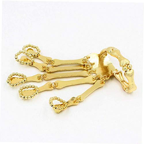 WSJ Pulseras De Halloween Cráneo Pulsera De Dedo Esqueleto Gótico Huesos Brazalete Cadena De Mano De Moda Cráneo Dedos Esqueleto De Metal Pulsera Esclava Anillo De Oro