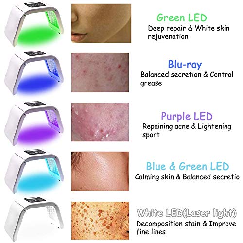 WSN Instrumento de Belleza de luz de Color LED, Máscara de luz de 7 Colores, removedor de Arrugas antiacné portátil, Dispositivo de tonificación Facial, rejuvenecimiento de la Piel, Cuidado Facial