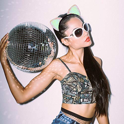 WXJ13 20 piezas orejas de gato diademas reversibles con lentejuelas para la cabeza de gato