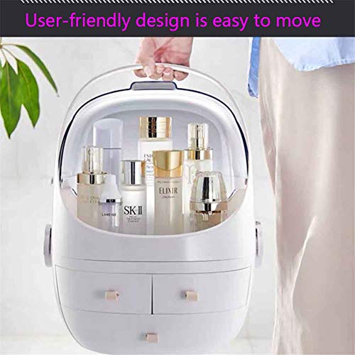 Wxyfl Componen La Caja De Almacenaje 3 Cajones Grandes Makeup Organizer Lápiz Labial, Pincel, Crema Facial, Productos para El Cuidado De La Piel Impermeable A Prueba De Polvo Fácil De Limpiar,White