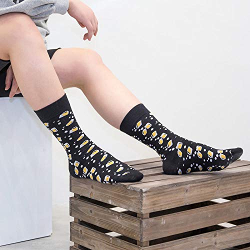 WYEKJ Calcetines De Tubo De Algodón Calcetines De Otoño Para Hombre Pescado Y Mariscos Pájaro Maíz Hamburguesa Cebra Ilustración Tubo De Algodón Ins Marea Cocodrilo Tamaño