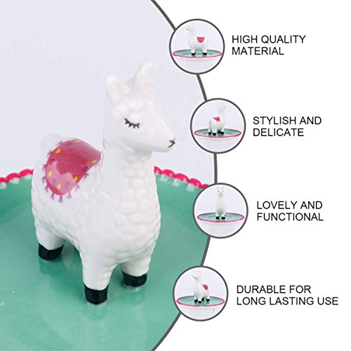 WYZQ Soporte de Anillo de cerámica Bandeja de joyería Placa de joyería de Alpaca Baratija Bandeja de Servicio Plato para Pendientes Pulseras Collar Organizador de exhibición, Platos de Cena