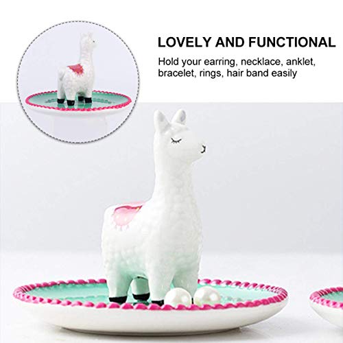 WYZQ Soporte de Anillo de cerámica Bandeja de joyería Placa de joyería de Alpaca Baratija Bandeja de Servicio Plato para Pendientes Pulseras Collar Organizador de exhibición, Platos de Cena