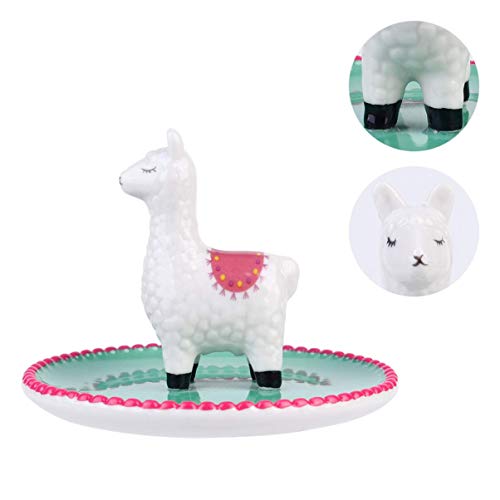 WYZQ Soporte de Anillo de cerámica Bandeja de joyería Placa de joyería de Alpaca Baratija Bandeja de Servicio Plato para Pendientes Pulseras Collar Organizador de exhibición, Platos de Cena