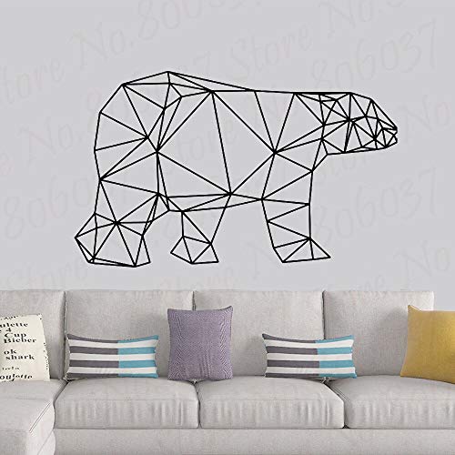 wZUN Arte geométrico decoración de la Pared Pegatina de Oso Pegatina de Vinilo extraíble para Oficina decoración del hogar 68X36 cm