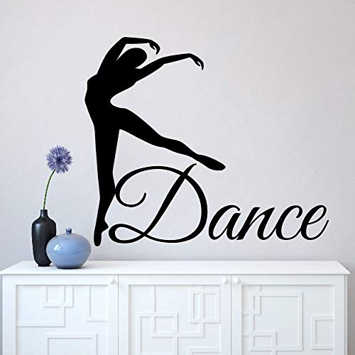 wZUN Bailarina Silueta Chica Bailarina Pared calcomanía Baile Pegatina Sala de Gimnasia Vinilo Mural decoración 68X60cm