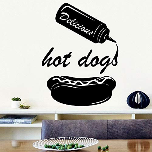 wZUN Delicioso Hot Dog Pegatinas de Pared Amantes de la Comida decoración de la casa Restaurante Impermeable Arte de la Pared decoración Accesorios 30x40cm