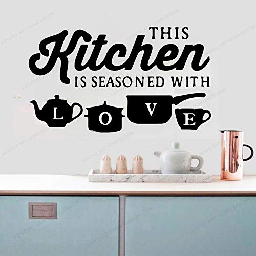 wZUN Esta Cocina sazonada con Palabras de Amor Pegatinas de Pared de Vinilo decoración de la Cocina del hogar Mural de Arte de Pared extraíble 63X37cm