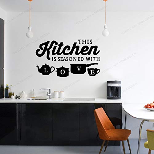 wZUN Esta Cocina sazonada con Palabras de Amor Pegatinas de Pared de Vinilo decoración de la Cocina del hogar Mural de Arte de Pared extraíble 63X37cm