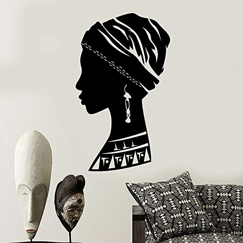 wZUN Tatuajes de Pared de Mujer Africana Estilo étnico salón de Belleza niñas Dormitorio decoración Pegatinas de Vinilo 68X40 cm