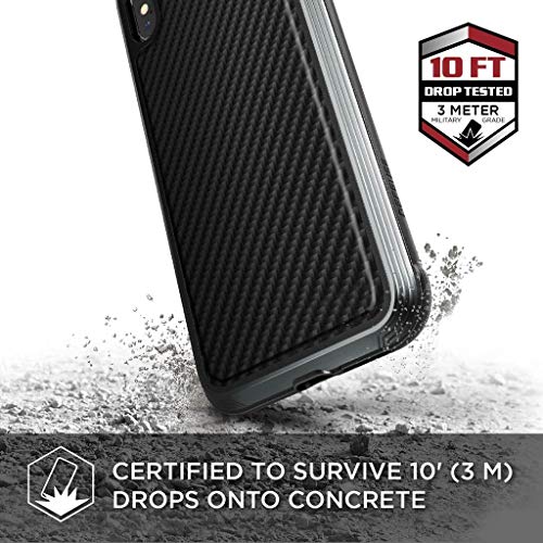 X-Doria Compatible 2018 Nuevo iPhone XS MAX, iPhone 6.5 Pulgadas Funda, Defense Lux (DropShield) Series, Grado Militar Drop Probado Desde 3m, Estuche Protector para Apple iPhone XS MAX, Black Carbon